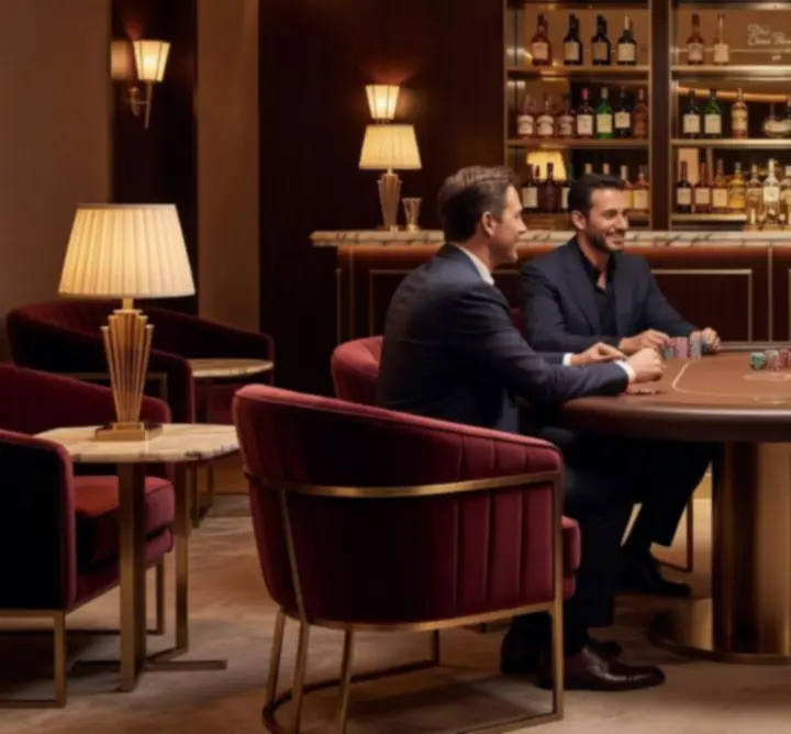 Stílusos lounge tér kényelmes ülőhelyekkel és meleg fényekkel
